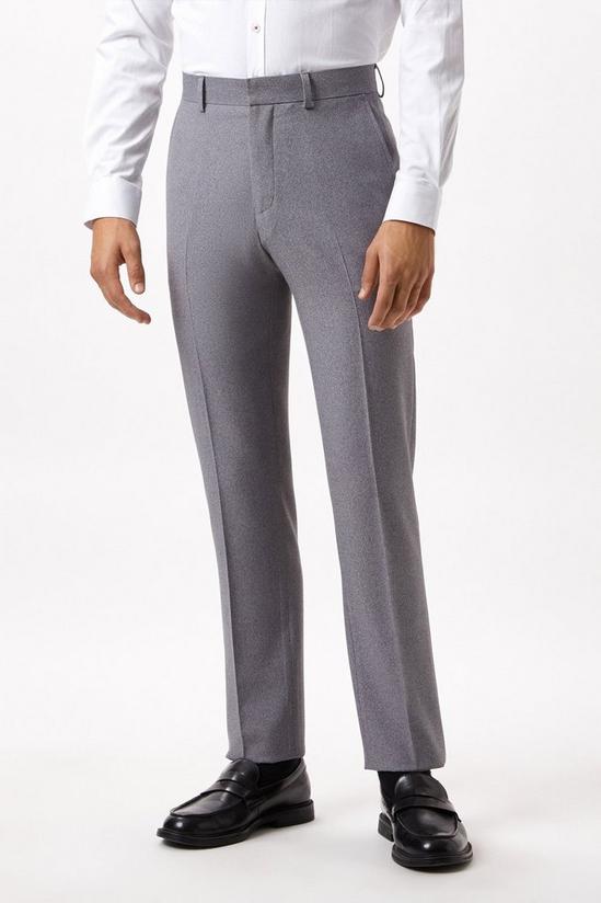 Burton Slim Fit Grey Textured Suit Trousers 1