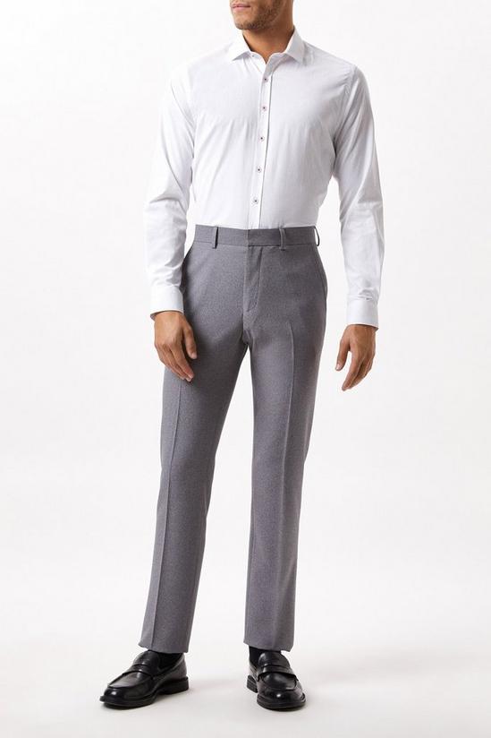 Burton Slim Fit Grey Textured Suit Trousers 2