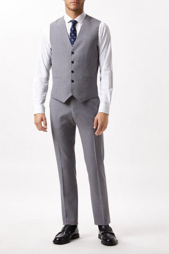 Burton Slim Fit Grey Textured Suit Waistcoat 2