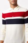 Burton Super Soft White Chest Stripe Texture Knitted Polo Shirt thumbnail 4