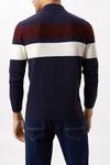 Burton Super Soft Navy Chest Stripe Texture Knitted Polo Shirt thumbnail 3