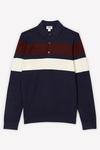 Burton Super Soft Navy Chest Stripe Texture Knitted Polo Shirt thumbnail 5
