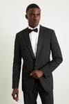 Burton Slim Fit Black Wool Blend Tuxedo Jacket thumbnail 2