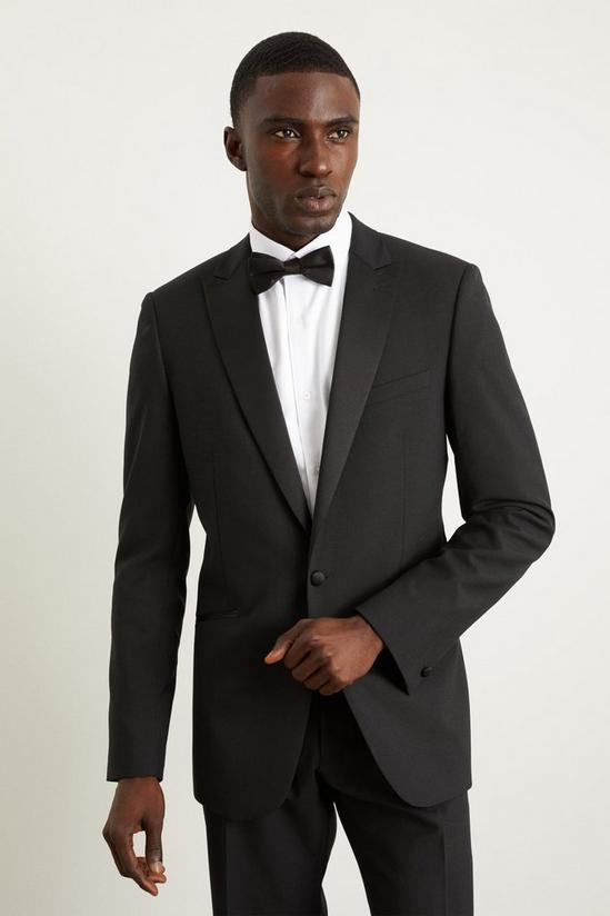 Burton Slim Fit Black Wool Blend Tuxedo Jacket 2