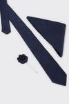 Burton Navy Wedding Paisley Tie Set With Lapel Pin thumbnail 3
