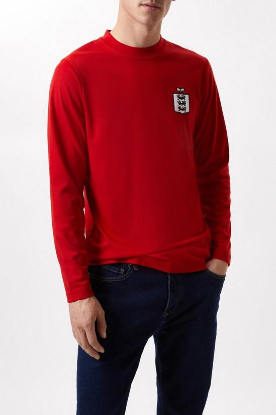 Burton Red England Long Sleeve Retro Football Shirt 1