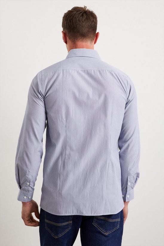Burton Slim Fit Navy Dobby Stripe Shirt 3