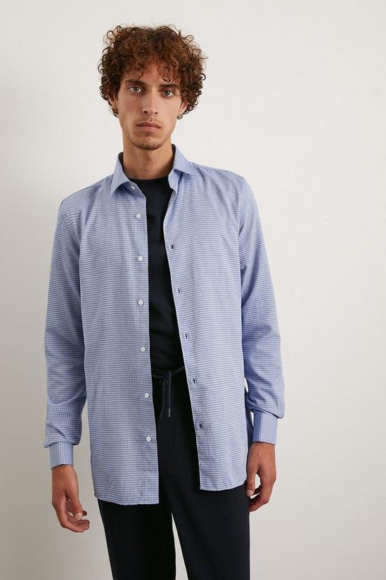 Burton Skinny Fit Blue Dogtooth Texture Shirt 2