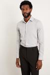 Burton Skinny Fit Grey Herringbone Textured Smart Shirt thumbnail 1