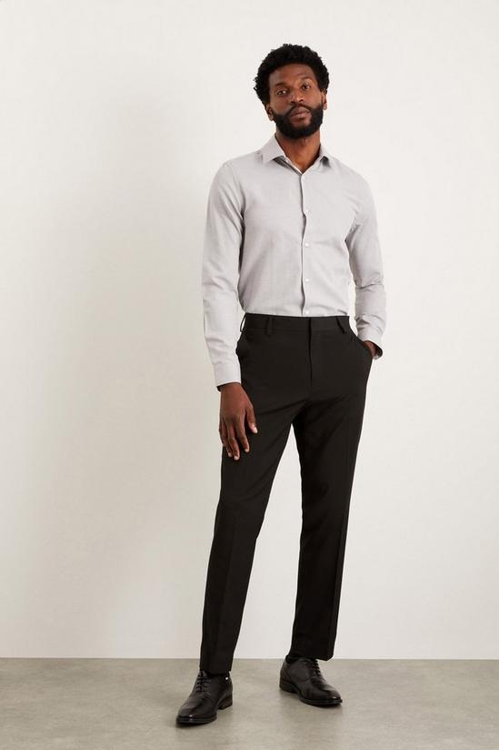 Burton Skinny Fit Grey Herringbone Textured Smart Shirt 2