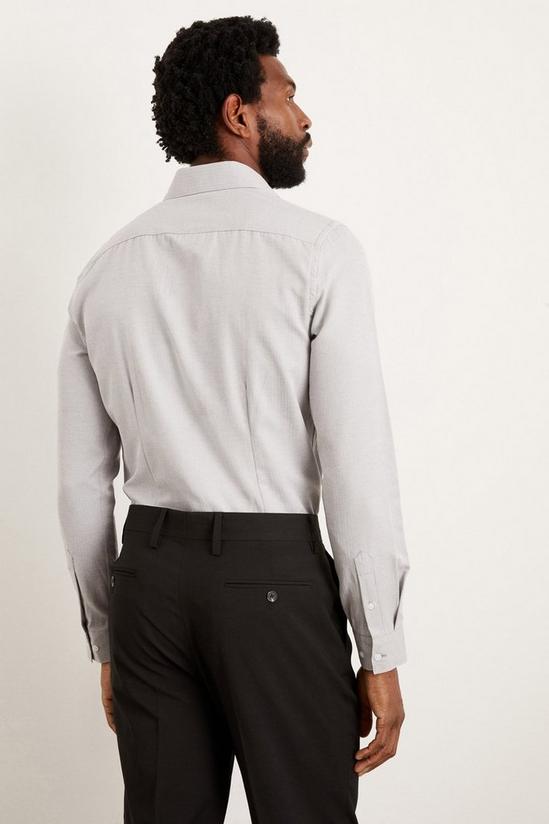 Burton Skinny Fit Grey Herringbone Textured Smart Shirt 3