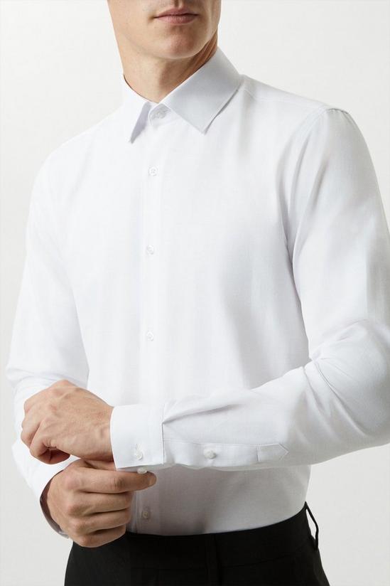 Burton Skinny Fit White Herringbone Texture Smart Shirt 4