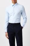 Burton Skinny Fit Blue Herringbone Texture Smart Shirt thumbnail 1