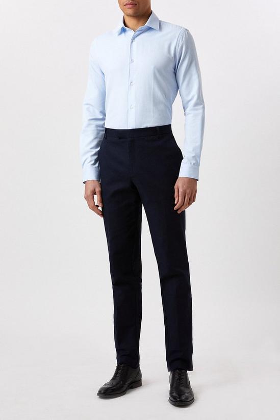 Burton Skinny Fit Blue Herringbone Texture Smart Shirt 2
