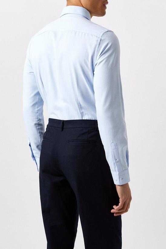 Burton Skinny Fit Blue Herringbone Texture Smart Shirt 3