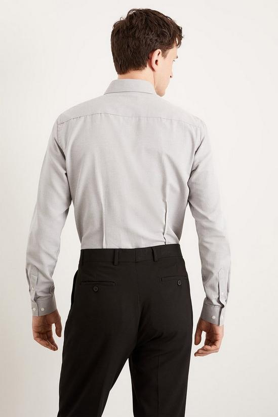 Burton Grey Tailored Fit Herringbone Texture Smart Shirt 3