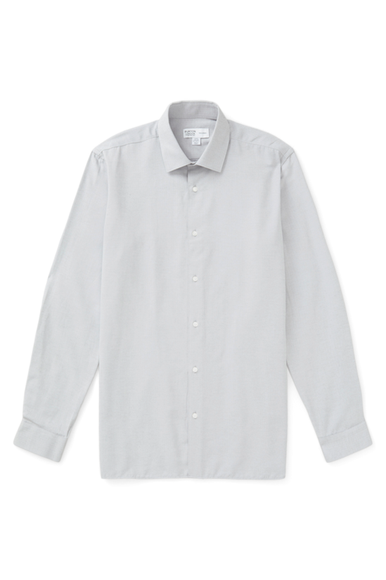 Burton Grey Tailored Fit Herringbone Texture Smart Shirt 4