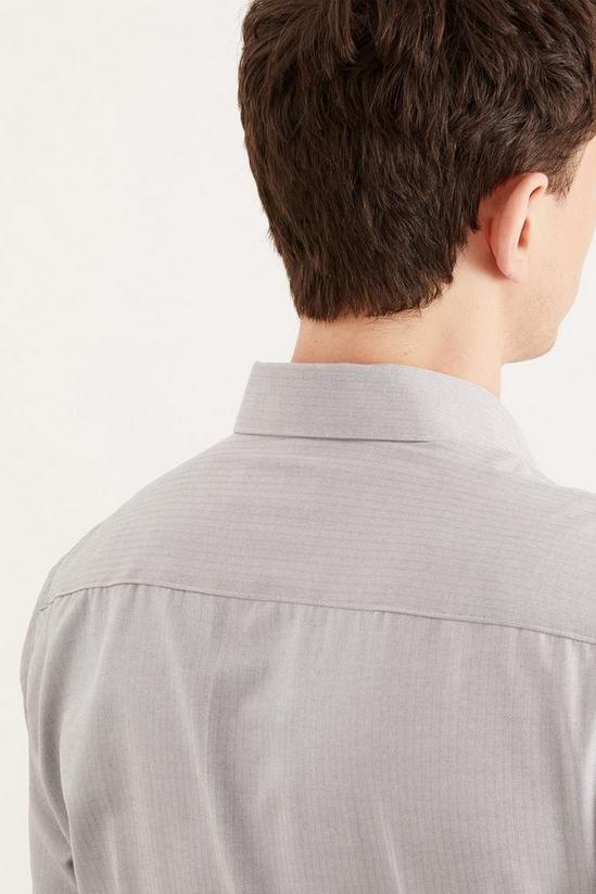 Burton Grey Tailored Fit Herringbone Texture Smart Shirt 5