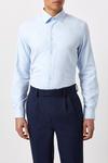 Burton Tailored Fit Blue Herringbone Texture Smart Shirt thumbnail 1