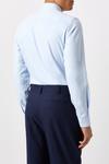 Burton Tailored Fit Blue Herringbone Texture Smart Shirt thumbnail 3
