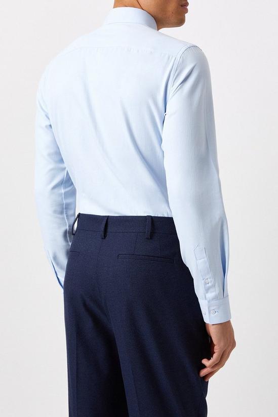 Burton Tailored Fit Blue Herringbone Texture Smart Shirt 3