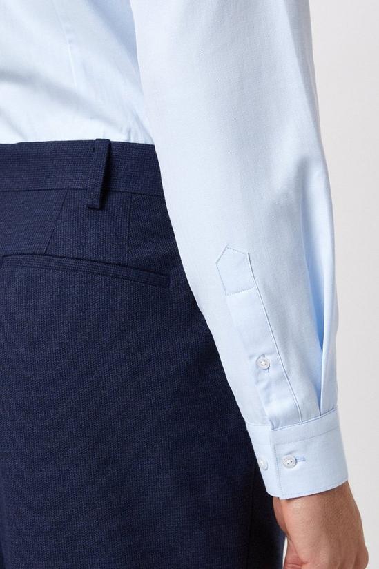 Burton Tailored Fit Blue Herringbone Texture Smart Shirt 4