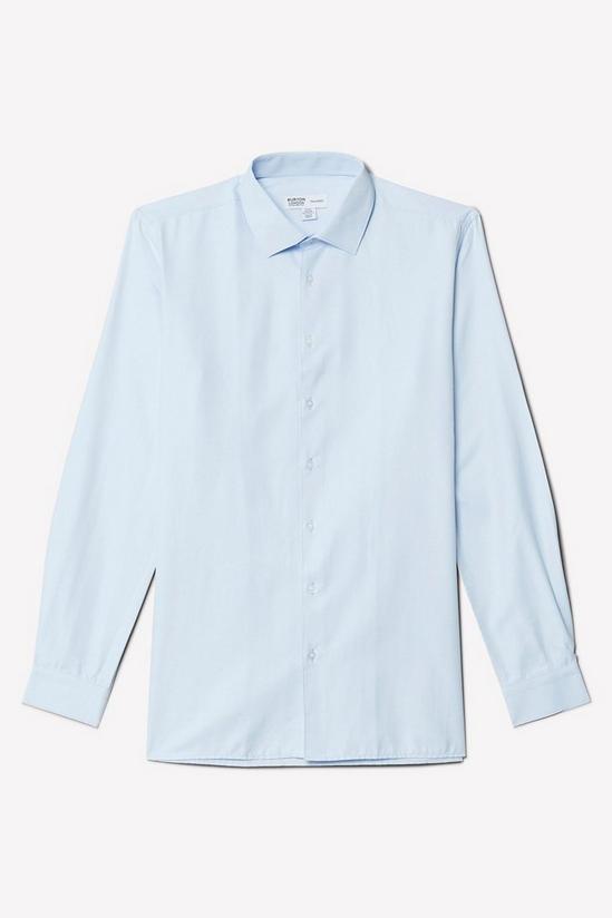 Burton Tailored Fit Blue Herringbone Texture Smart Shirt 5