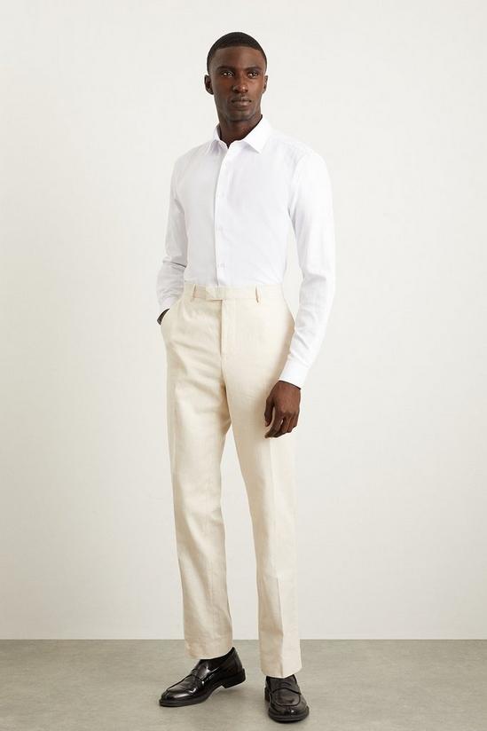 Burton White Tailored Fit Herringbone Textured Smart Shirt 2