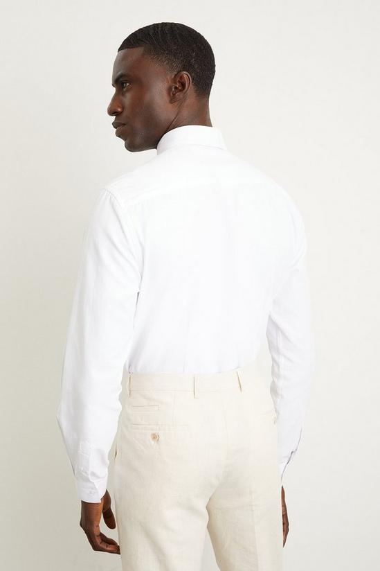 Burton White Tailored Fit Herringbone Textured Smart Shirt 3