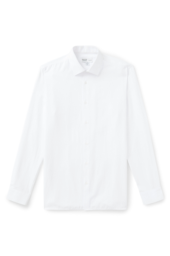 Burton White Tailored Fit Herringbone Textured Smart Shirt 4