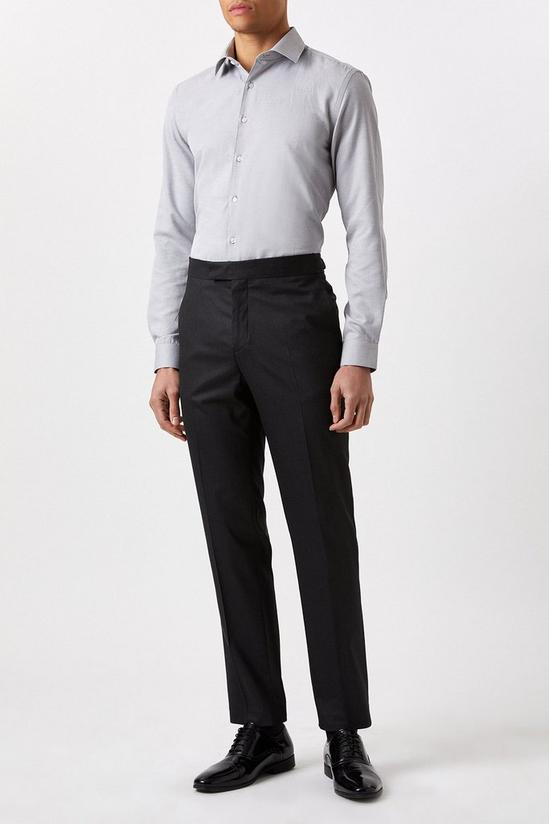 Burton Grey Slim Fit Herringbone Texture Smart Shirt 2