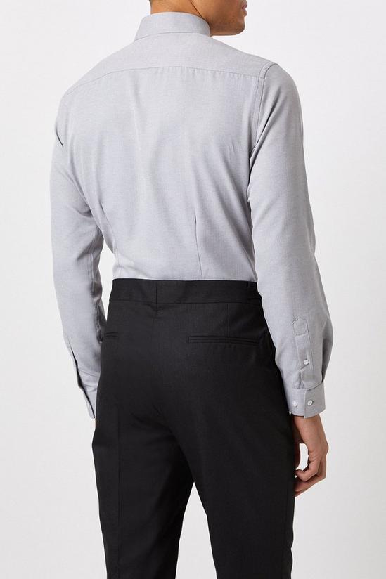 Burton Grey Slim Fit Herringbone Texture Smart Shirt 3