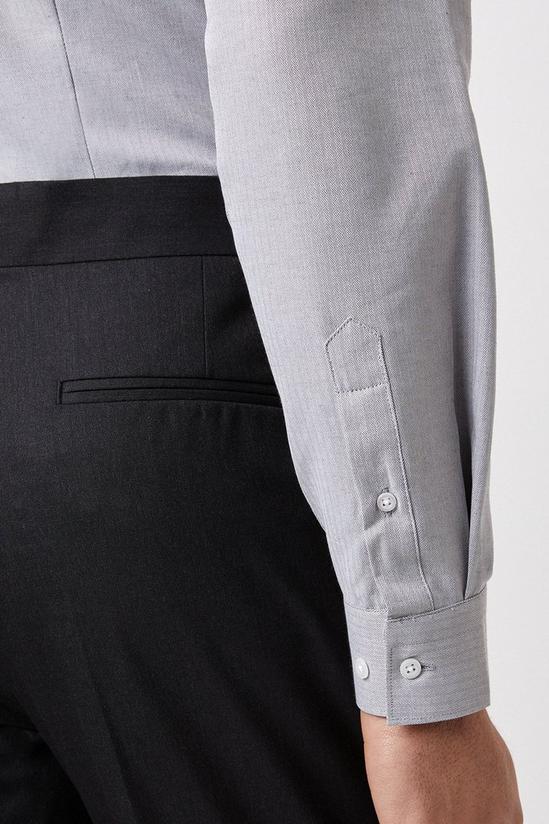 Burton Grey Slim Fit Herringbone Texture Smart Shirt 4