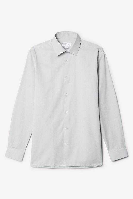 Burton Grey Slim Fit Herringbone Texture Smart Shirt 5