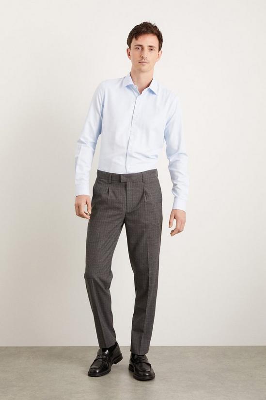 Burton Slim Fit Blue Herringbone Texture Smart Shirt 2
