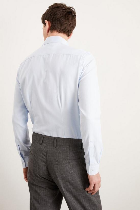 Burton Slim Fit Blue Herringbone Texture Smart Shirt 3
