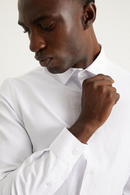 Burton Slim Fit White Herringbone Texture Smart Shirt 2