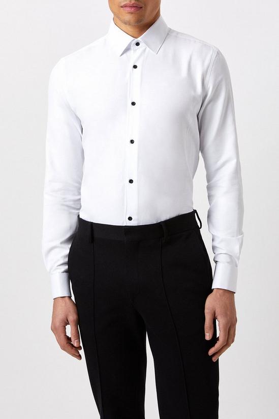 Burton White Slim Fit Double Cuff Dress Shirt 1