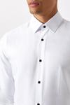 Burton White Slim Fit Double Cuff Dress Shirt thumbnail 4