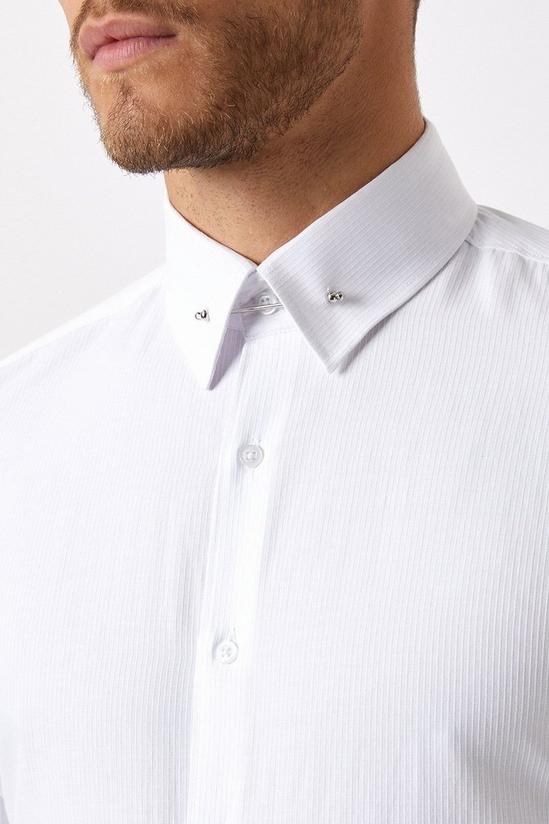 Burton Slim Fit White Collar Bar Dress Shirt 4