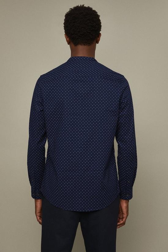 Burton Navy Dot Regular Fit Long Sleeve Oxford Shirt 3