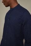 Burton Navy Dot Regular Fit Long Sleeve Oxford Shirt thumbnail 4