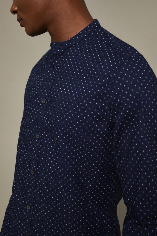 Burton Navy Dot Regular Fit Long Sleeve Oxford Shirt 4