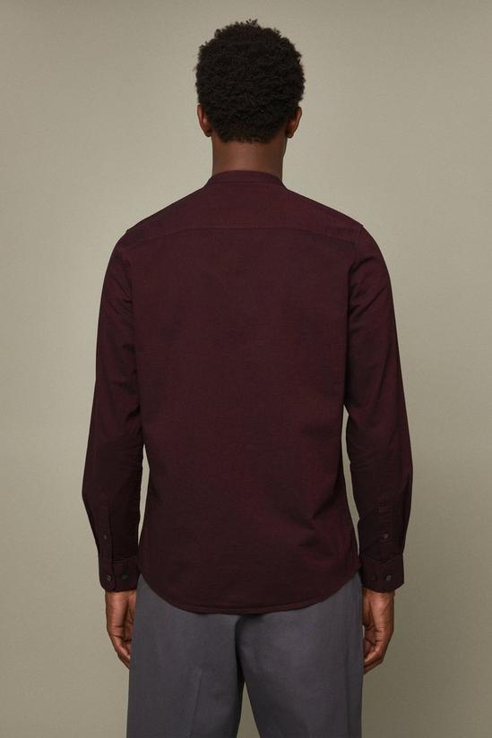 Burton Burgundy Regular Fit Grandad Oxford Long Sleeve Shirt 3