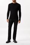 Burton Premium Black Muscle Fit Knitted Ribbed Crew Neck Jumper thumbnail 2