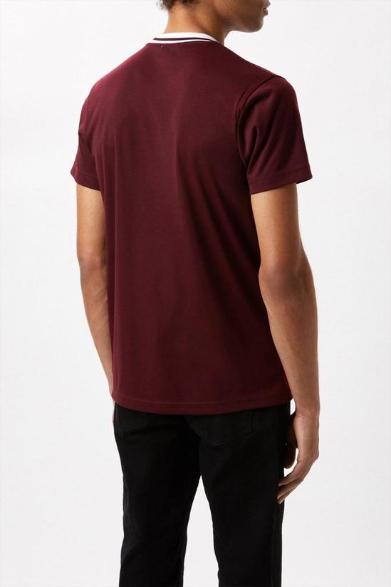 Burton Burgundy Slim Fit Tipped T-shirt 3