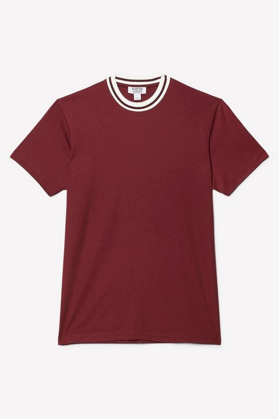 Burton Burgundy Slim Fit Tipped T-shirt 5