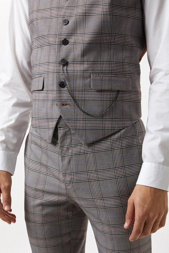Burton Skinny Fit Grey Check Suit Waistcoat 5