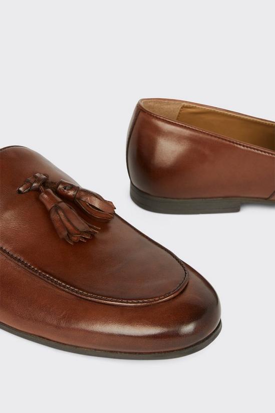 Burton Chocolate Leather Smart Tassel Loafers 3