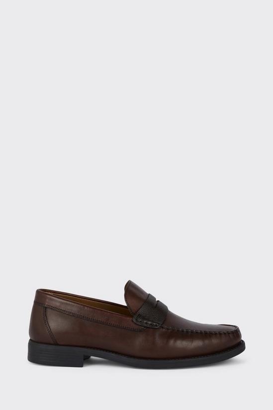 Burton Leather Smart Textured Tan Penny Loafers 1